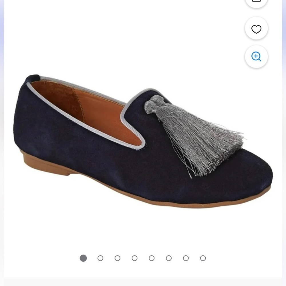 Silvia Cobos Suede Leather Navy Gray Tassel Loafers for Women Multiple Sizes